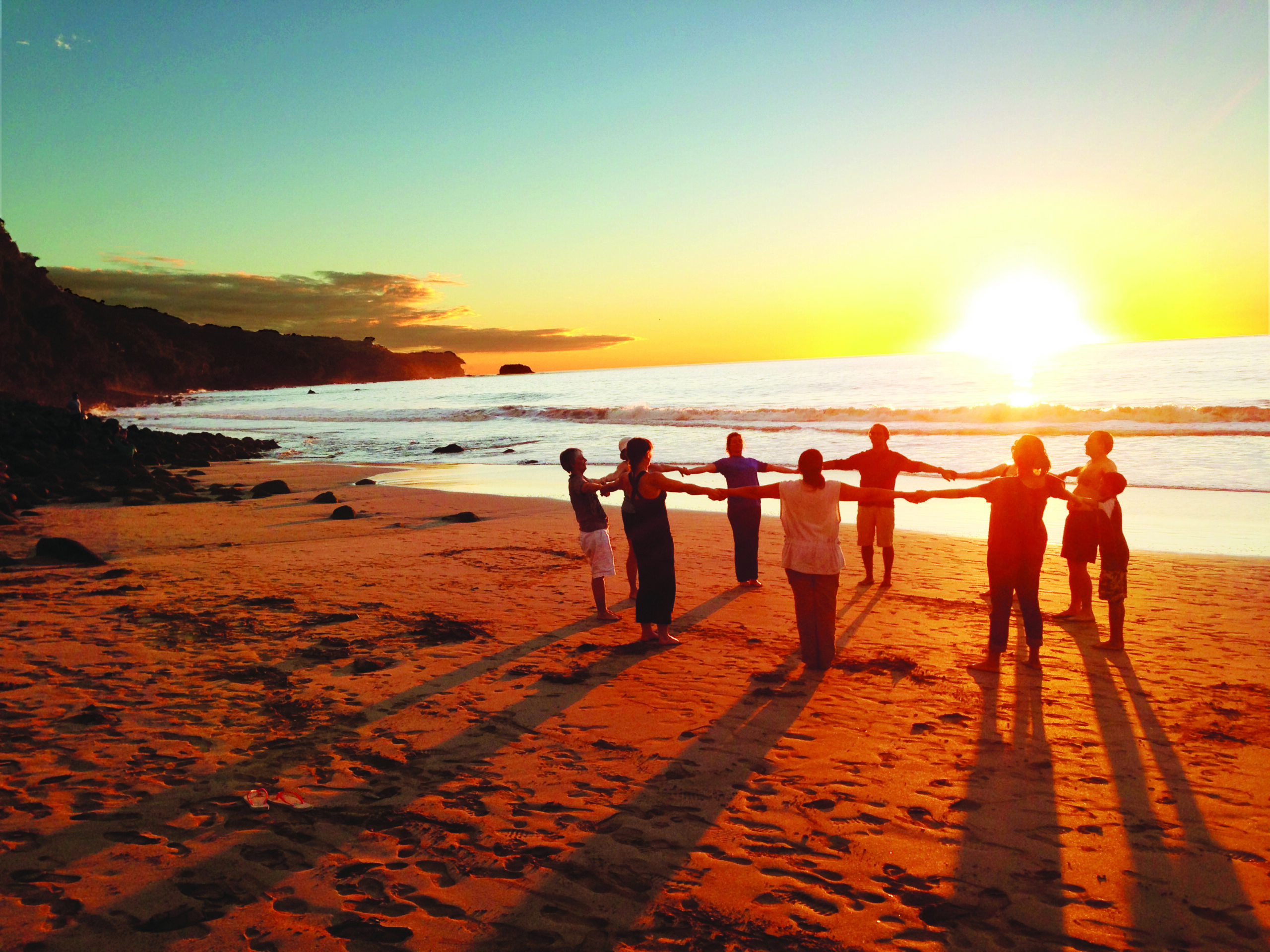 Sunset circle on the beach